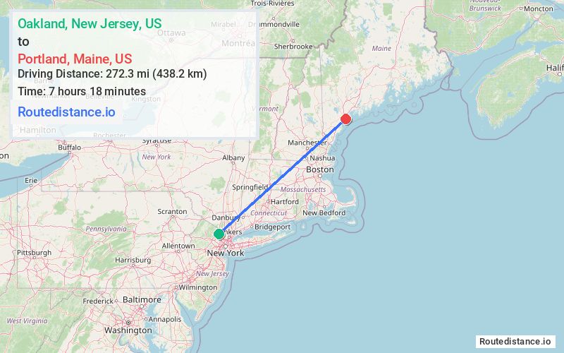 Route map from Oakland to Portland
