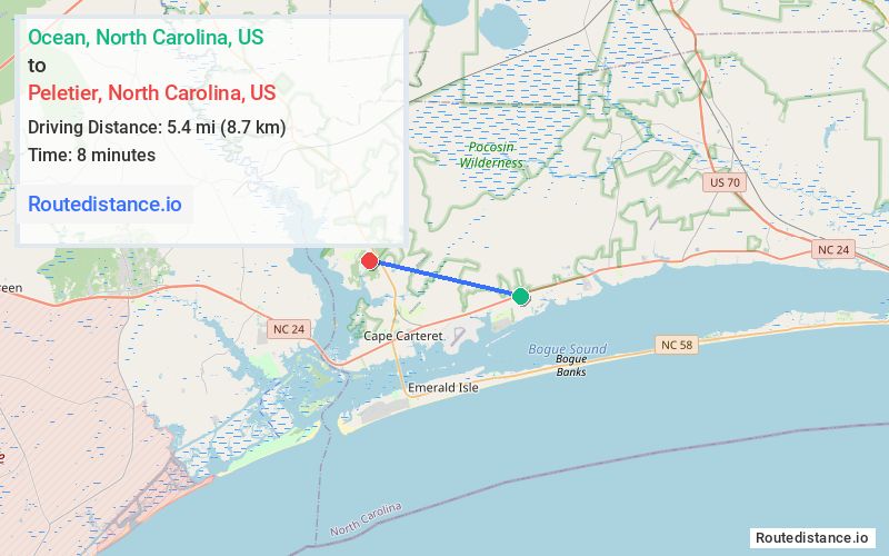 Route map from Ocean to Peletier