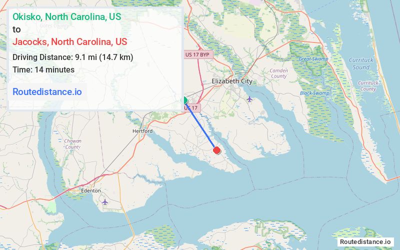 Distance from Okisko to Jacocks