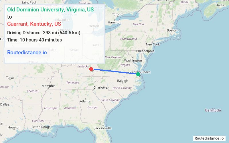 Distance from Old Dominion University to Guerrant