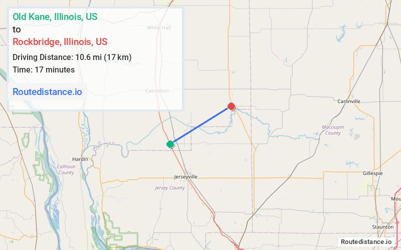 Route map from Old Kane to Rockbridge