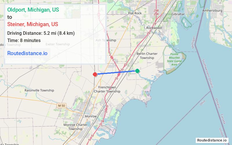 Route map from Oldport to Steiner