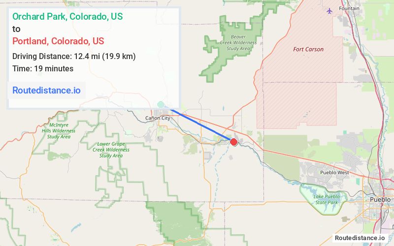 Route map from Orchard Park to Portland