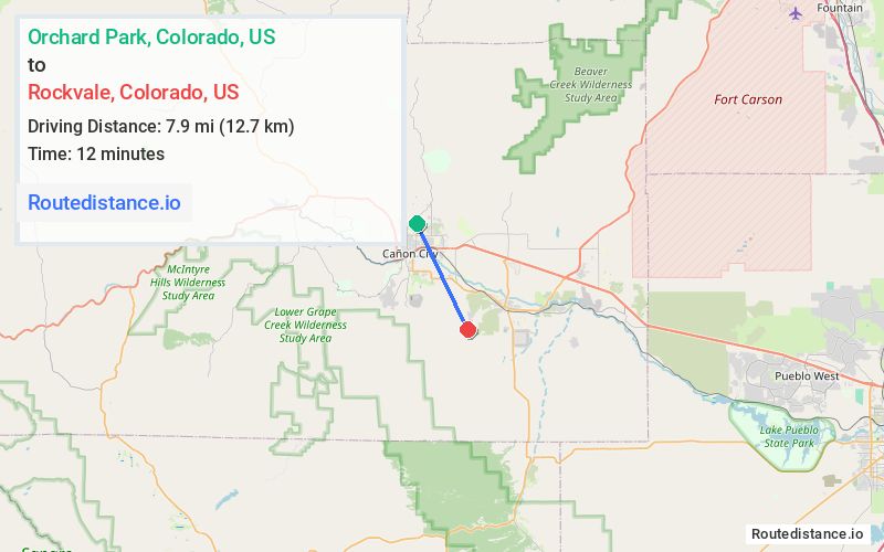 Route map from Orchard Park to Rockvale