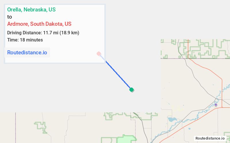 Distance from Orella to Ardmore