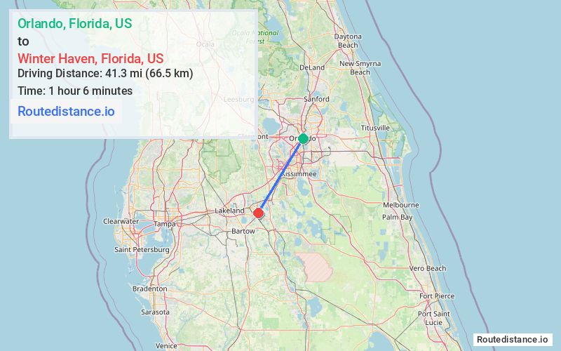 Distance from Orlando to Winter Haven