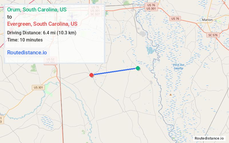 Distance from Orum to Evergreen