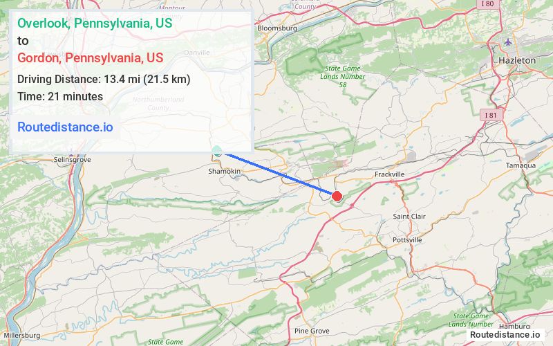 Distance from Overlook to Gordon