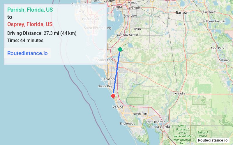 Distance from Parrish to Osprey