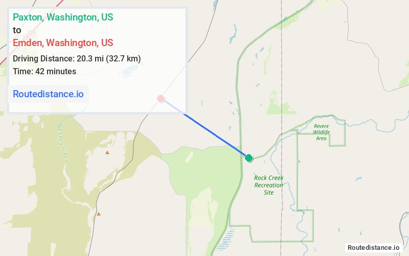 Route map from Paxton to Emden