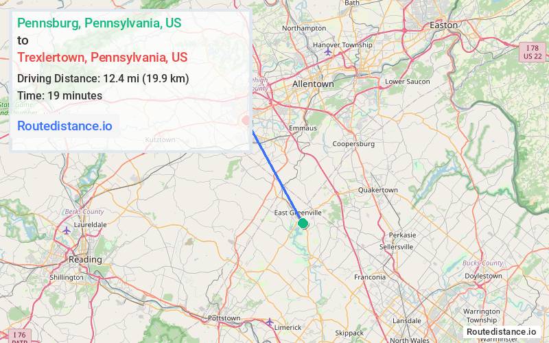 Distance from Pennsburg to Trexlertown