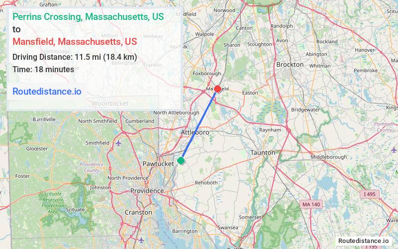 Distance from Perrins Crossing to Mansfield