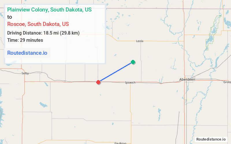 Distance from Plainview Colony to Roscoe