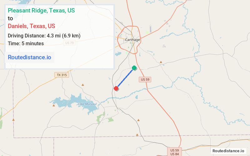 Distance from Pleasant Ridge to Daniels
