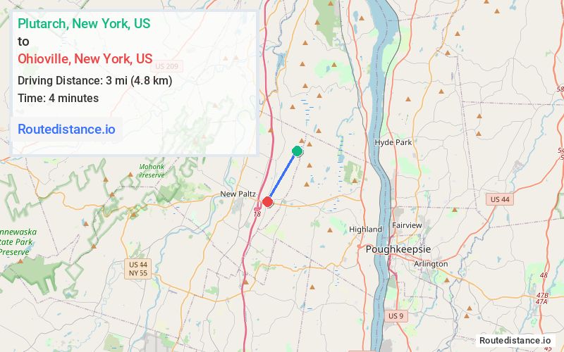 Route map from Plutarch to Ohioville