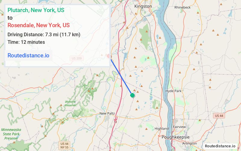 Route map from Plutarch to Rosendale