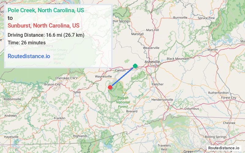 Distance from Pole Creek to Sunburst