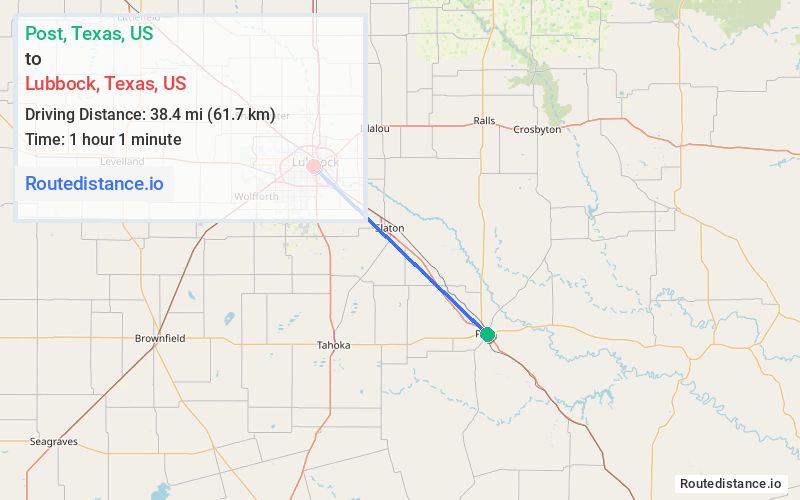 Distance from Post to Lubbock