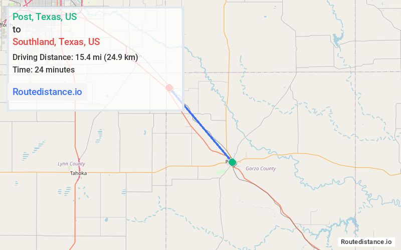 Distance from Post to Southland