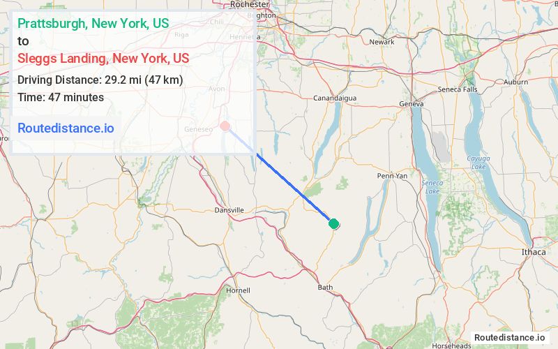 Distance from Prattsburgh to Sleggs Landing