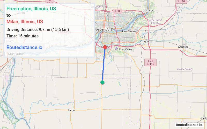 Route map from Preemption to Milan