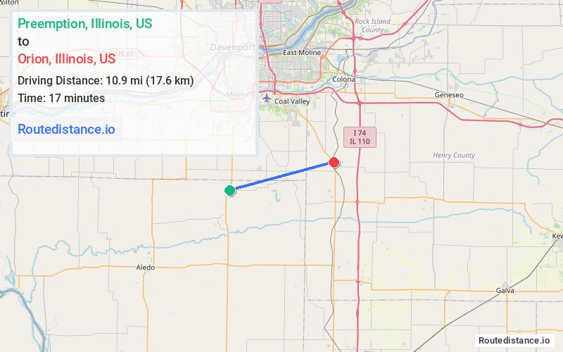 Route map from Preemption to Orion