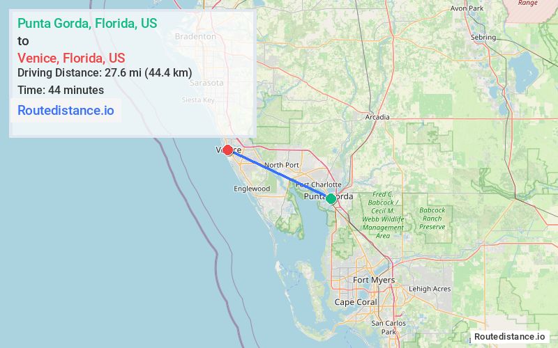 Distance from Punta Gorda to Venice