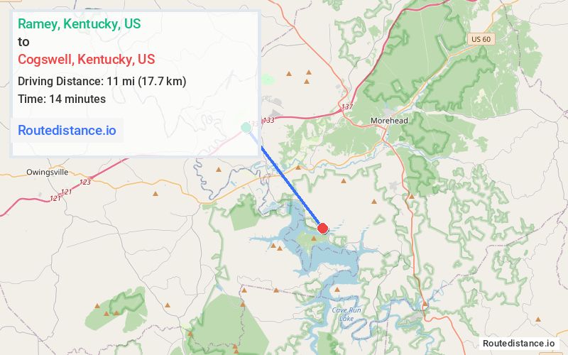 Route map from Ramey to Cogswell