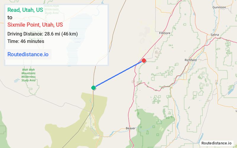 Route map from Read to Sixmile Point