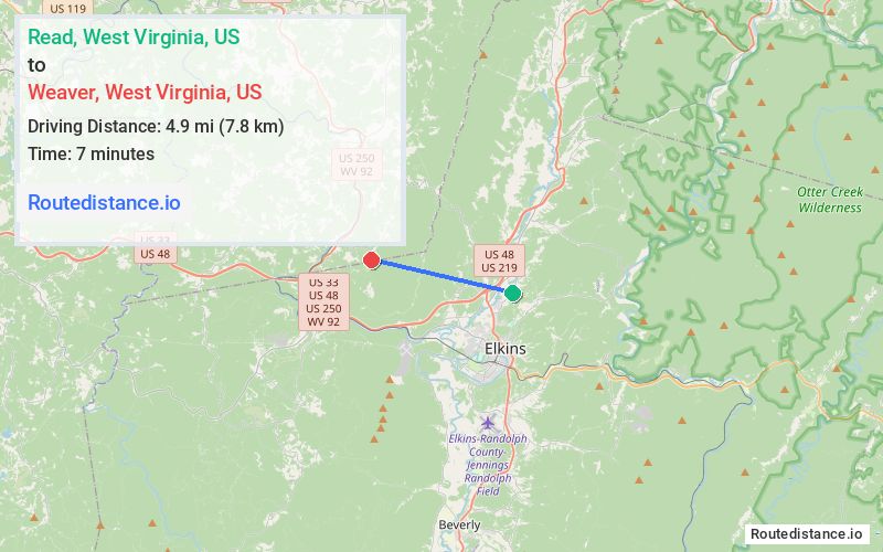 Distance from Read to Weaver