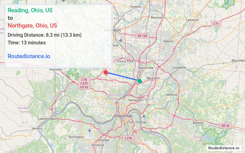 Route map from Reading to Northgate
