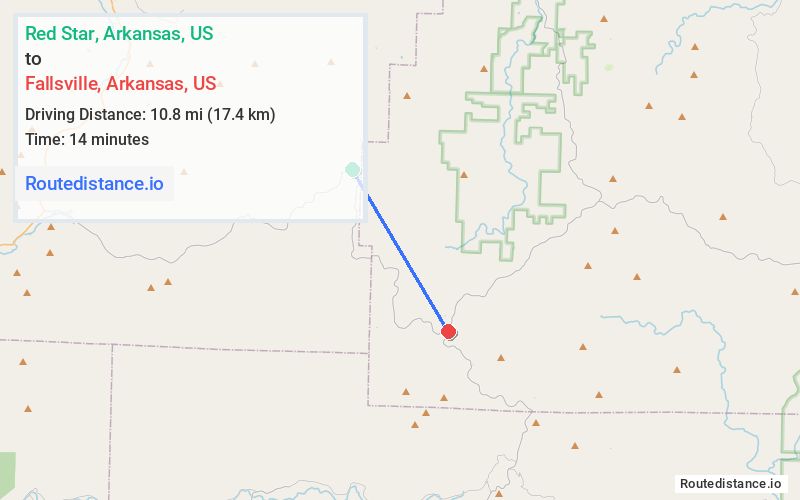 Route map from Red Star to Fallsville