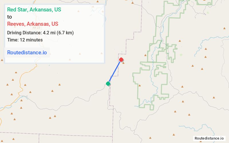Route map from Red Star to Reeves