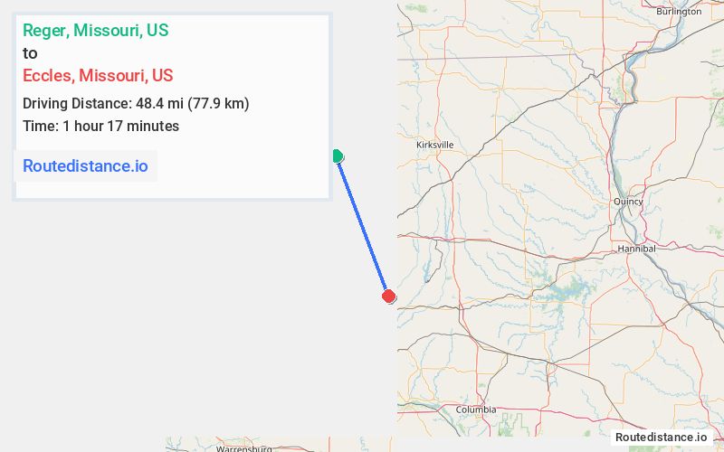 Distance from Reger to Eccles