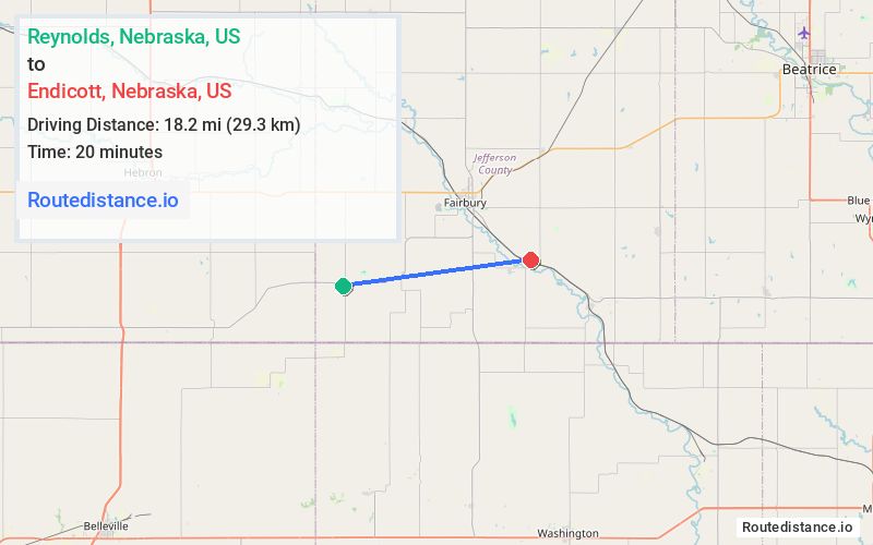 Route map from Reynolds to Endicott