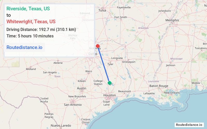 Distance from Riverside to Whitewright