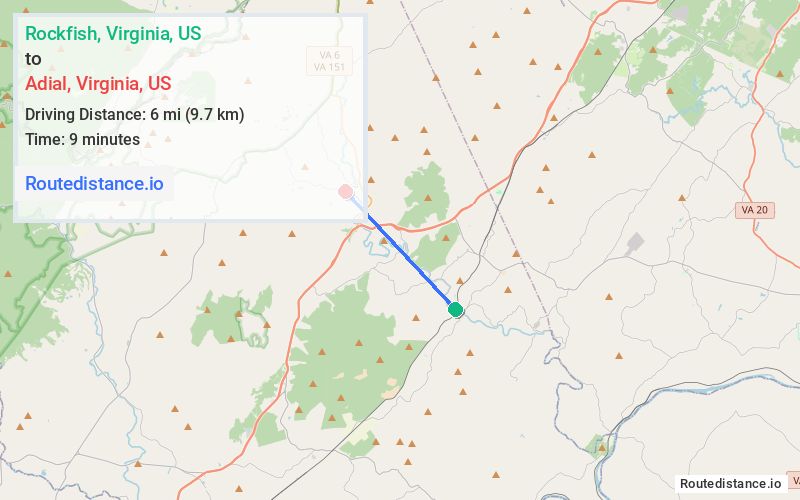 Route map from Rockfish to Adial
