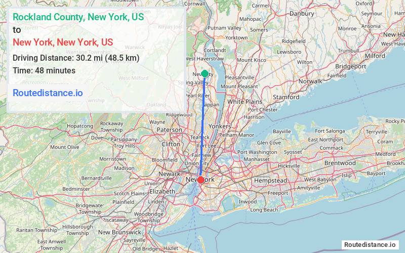 Route map from Rockland County to New York