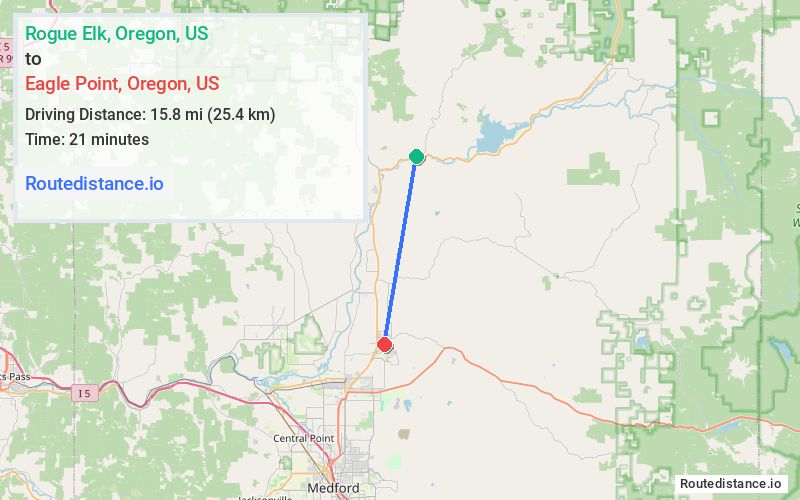 Route map from Rogue Elk to Eagle Point