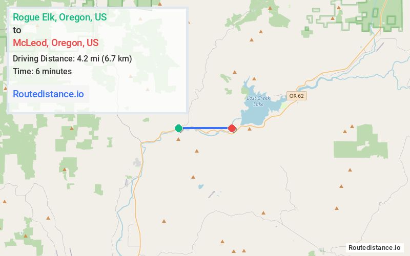 Route map from Rogue Elk to McLeod