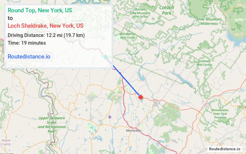 Route map from Round Top to Loch Sheldrake