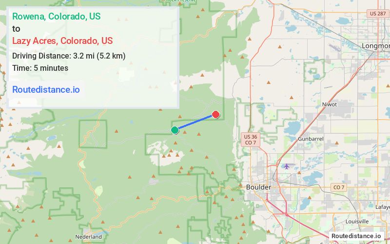 Distance from Rowena to Lazy Acres