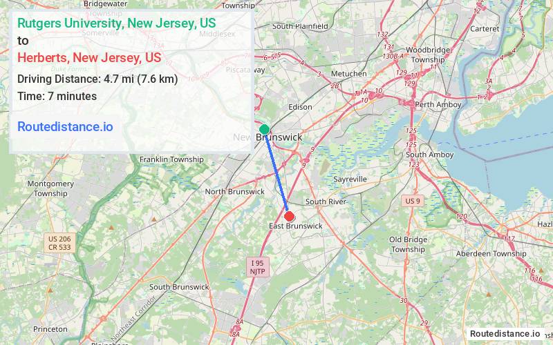 Distance from Rutgers University to Herberts