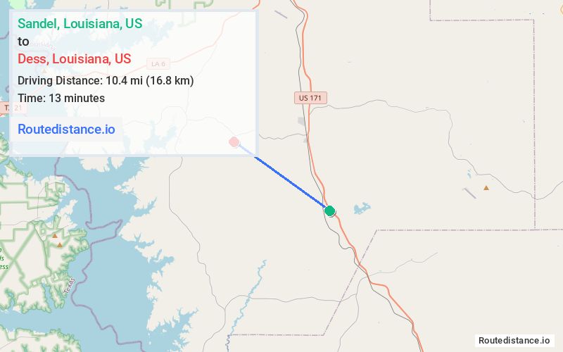Route map from Sandel to Dess