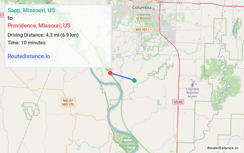 Distance from Sapp to Providence