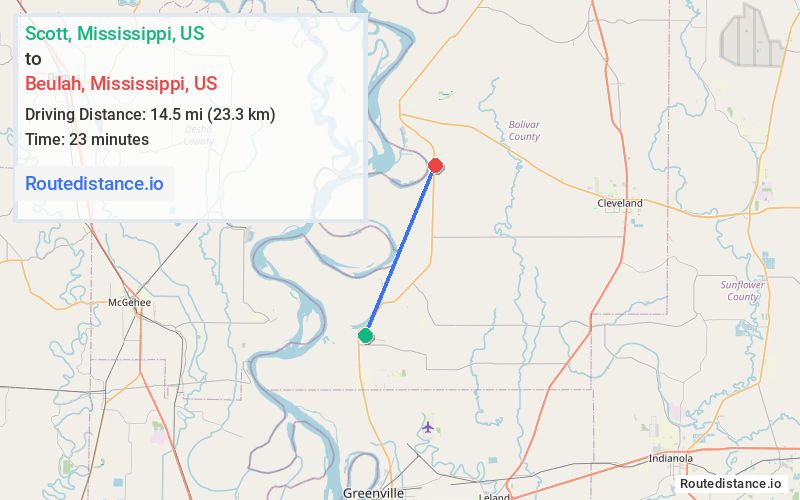 Route map from Scott to Beulah