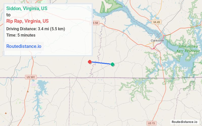 Route map from Siddon to Rip Rap