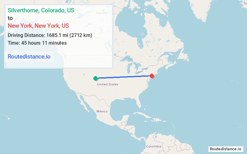 Distance from Silverthorne to New York