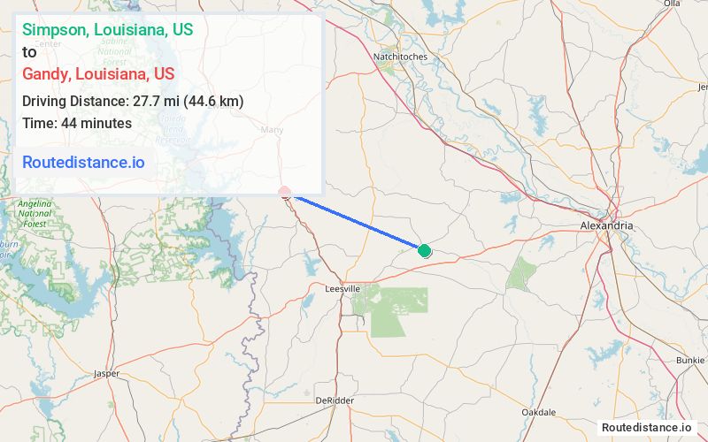 Route map from Simpson to Gandy