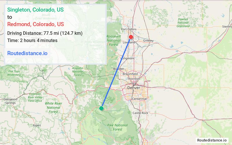 Distance from Singleton to Redmond